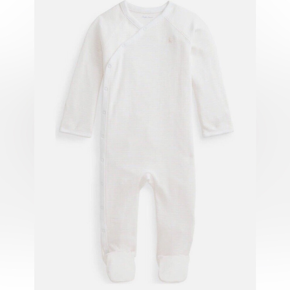 Ralph Lauren baby girl pink and white striped footie pajamas 3-6 months